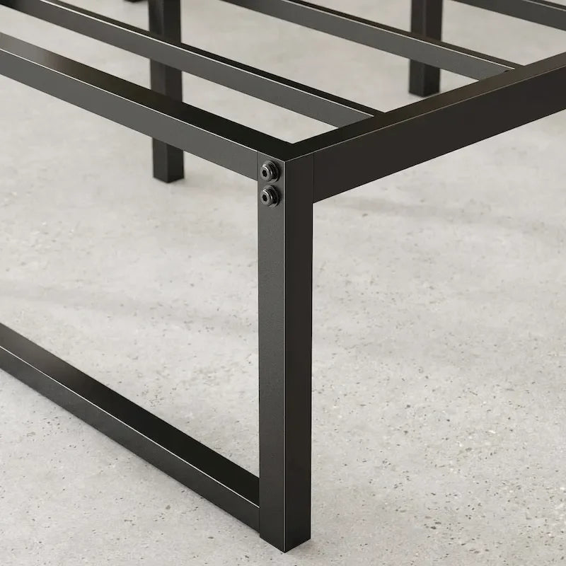 Letto con piattaforma Black Metal da 14 pollici - Base a slitta, doghe in acciaio, nessuna necessità di rete a molle