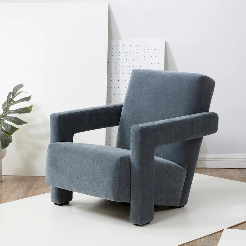 Poltrona moderna in velluto - Ispirazione Mid-Century, Basso profilo, 68Lx89Px76A