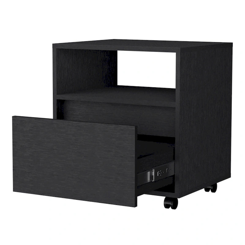Comodino Contemporaneo con Ampio Cassetto e Ripiano Superiore Aperto